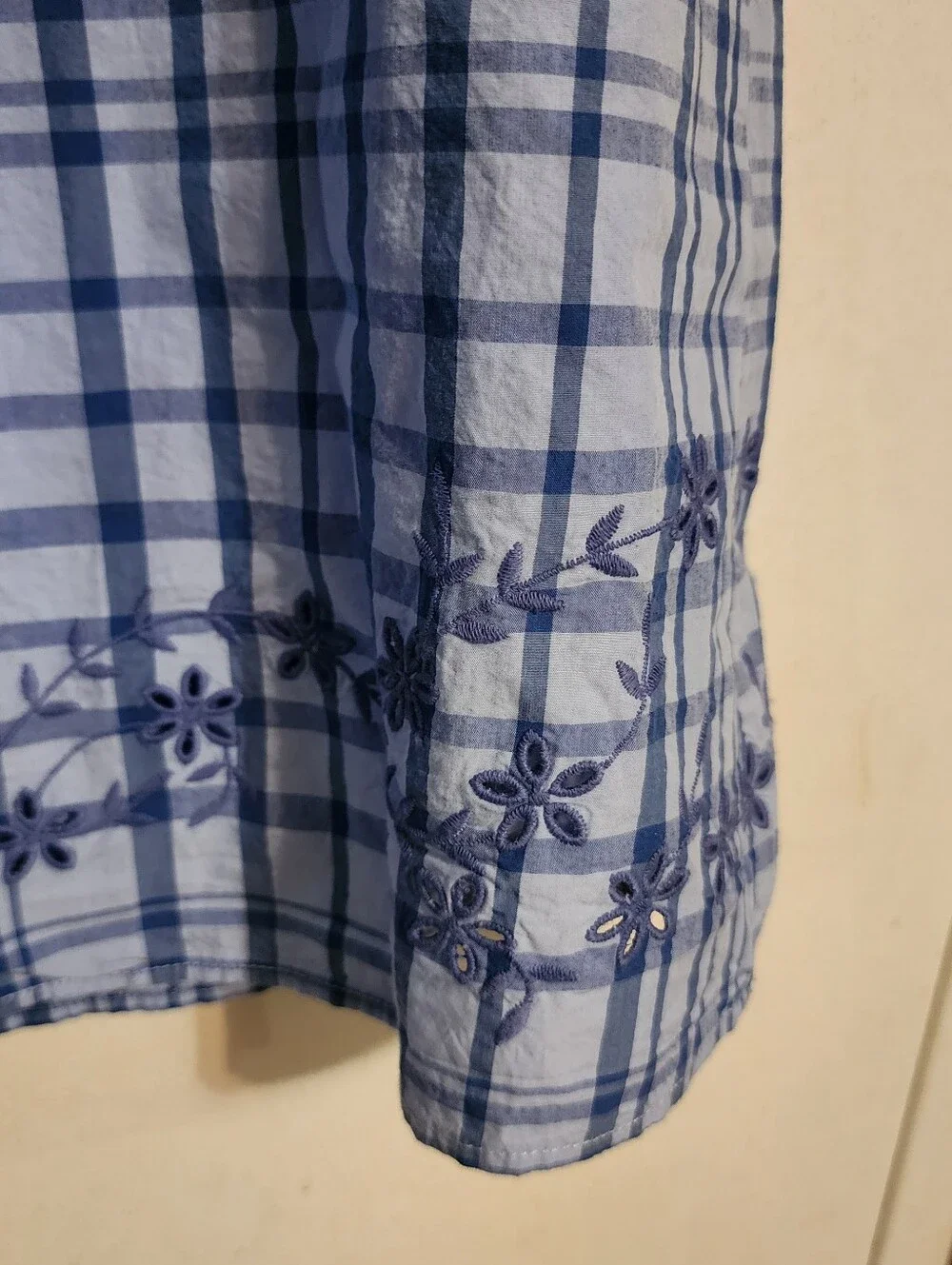 Free Assembly Smocked Waist Embroidered Plaid Maxi Skirt Size M NWT - Picture 3 of 9